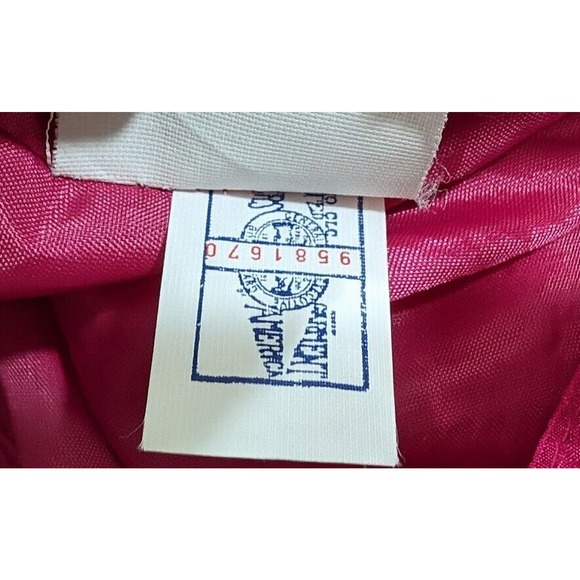 Vintage 80s Trench Jacket Hot Pink Black Shoulder Pads Nylon Misses Size 10 - Picture 9 of 9